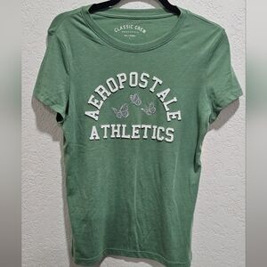 Aeropostale Classic Crew 3D Graphic Green Tee Large